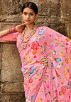 Digital Printed Chiffon Saree in Pink : SSF18617