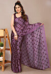 Digital Printed Chiffon Saree in Purple