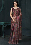 Digital Printed Chinon Chiffon Shimmer Saree in Maroon