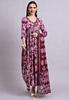 Digital Printed Cotton A Line Suit in Maroon