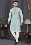 Digital Printed Cotton Kurta Set in Sea Green