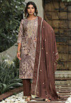 Digital Printed Cotton Pakistani Suit in Fawn