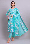 Digital Printed Cotton Pakistani Suit in Off White
