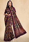 Digital Printed Cotton Saree in Beige