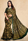 Digital Printed Cotton Saree in Beige