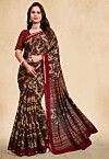 Digital Printed Cotton Saree in Beige