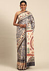 Warli Printed Cotton Saree in Grey