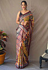 Digital Printed Cotton Saree in Light Olive Green