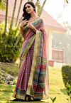 Digital Printed Cotton Saree in Pink