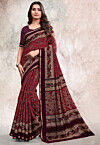 Digital Printed Cotton Saree in Pink
