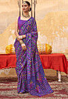 Digital Printed Cotton Saree in Purple