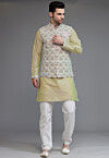 Digital Printed Cotton Silk Kurta Set in Light Green