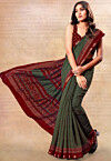 Digital Printed Cotton Silk Saree in Green