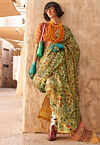 Digital Printed Cotton Silk Saree in Light Green