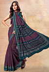 Digital Printed Cotton Silk Saree in Purple
