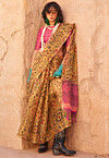 Digital Printed Cotton Silk Saree in Yellow