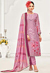 Digital Printed Crepe Pakistani Suit in Pink