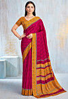 Digital Printed Crepe Saree in Dark Pink