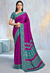 Digital Printed Crepe Saree in Purple