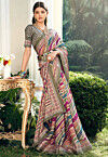 Digital Printed Georgette Brasso Saree in Multicolor
