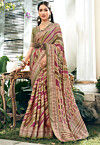 Digital Printed Georgette Brasso Saree in Multicolor