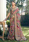 Digital Printed Georgette Brasso Saree in Multicolor