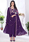Digital Printed Georgette Pakistani Suit in Purple