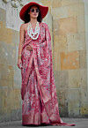 Digital Printed Georgette Saree in Pink