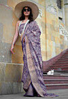 Digital Printed Georgette Saree in Purple