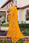 Digital Printed Georgette Saree in Yellow