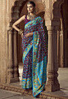Digital Printed Pashmina Silk Saree in Purple