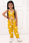 Digital Printed Pure Cotton Crop Top Set in Mustard