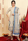 Digital Printed Pure Cotton Pakistani Suit in Light Beige