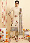 Digital Printed Pure Cotton Pakistani Suit in Light Beige