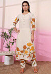 Digital Printed Pure Cotton Co Ord Set in Cream
