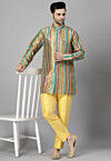 Digital Printed Raw Silk Short Kurta Set in Multicolor