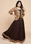 Digital Printed Rayon Gown in Brown