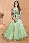 Digital Printed Rayon Gown in Pastel Green
