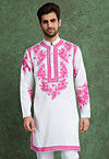 Digital Printed Rayon Kurta in Off White