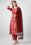 Digital Printed Rayon Pakistani Suit in Peach
