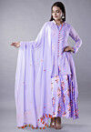 Digital Printed Satin Abaya Style Suit in Purple