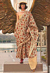 Digital Printed Tissue Silk Saree in Beige