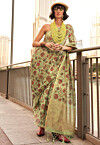 Digital Printed Tissue Silk Saree in Light Green