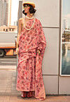Digital Printed Tissue Silk Saree in Peach