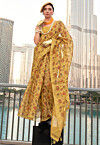 Digital Printed Tissue Silk Saree in Yellow