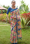 Digital Printed Tussar Silk Saree in Beige