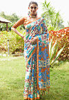 Digital Printed Tussar Silk Saree in Beige