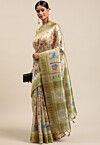 Digital Printed Tussar Silk Saree in Beige