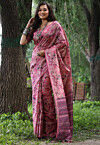 Digital Printed Tussar Silk Saree in Pink