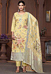 Digital Printed Viscose Organza Jacquard Pakistani Suit in Beige